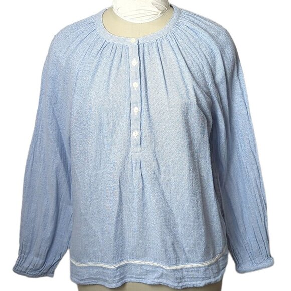 Lucky Brand Woven Half Button Boho Blouse - Picture 5 of 7